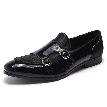 Patent Leather Monk Strap Formal Loafers - Loafer Shoes - Guocali