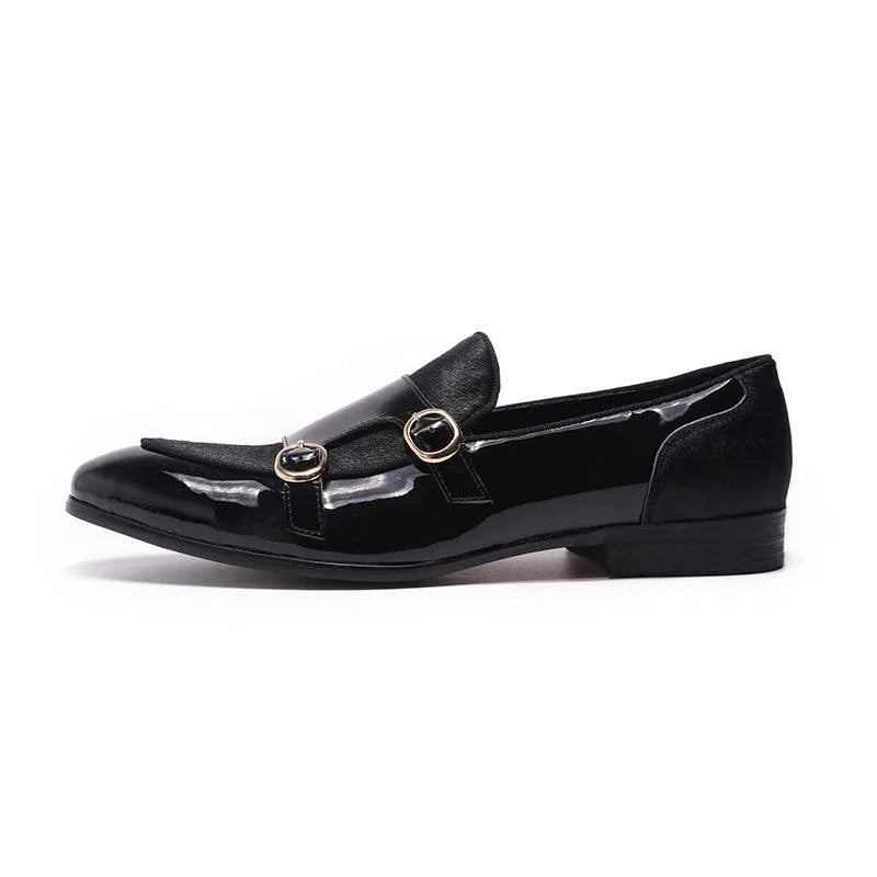 Patent Leather Monk Strap Formal Loafers - Loafer Shoes - Guocali