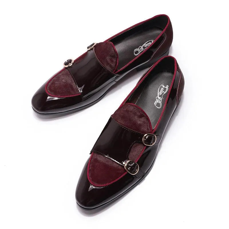 Patent Leather Monk Strap Formal Loafers - Loafer Shoes - Guocali