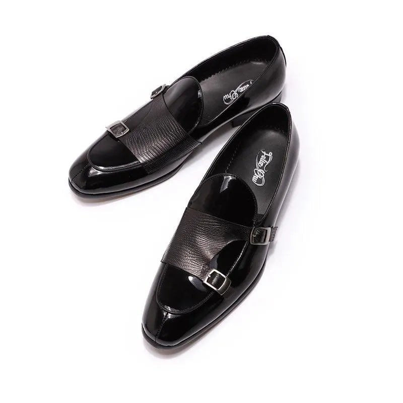 Patent Leather Monk Strap Men Loafers - Loafer Shoes - Guocali