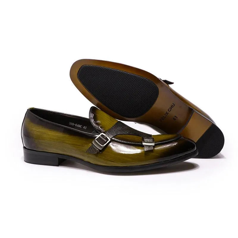 Patent Leather Monk Strap Men Loafers - Loafer Shoes - Guocali