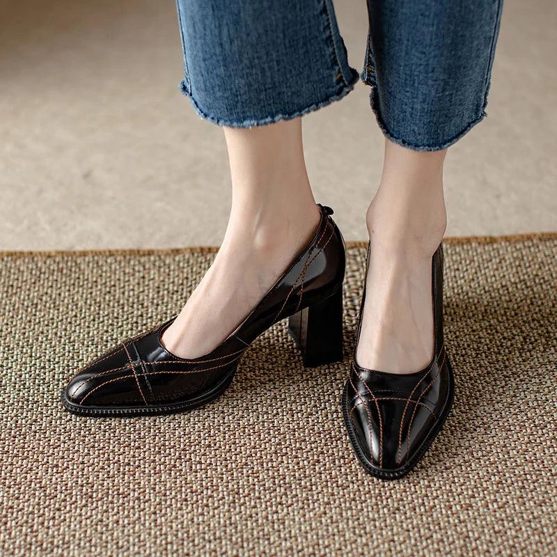 Patent Leather Round Toe Women Pumps - Pumps Shoes - Guocali