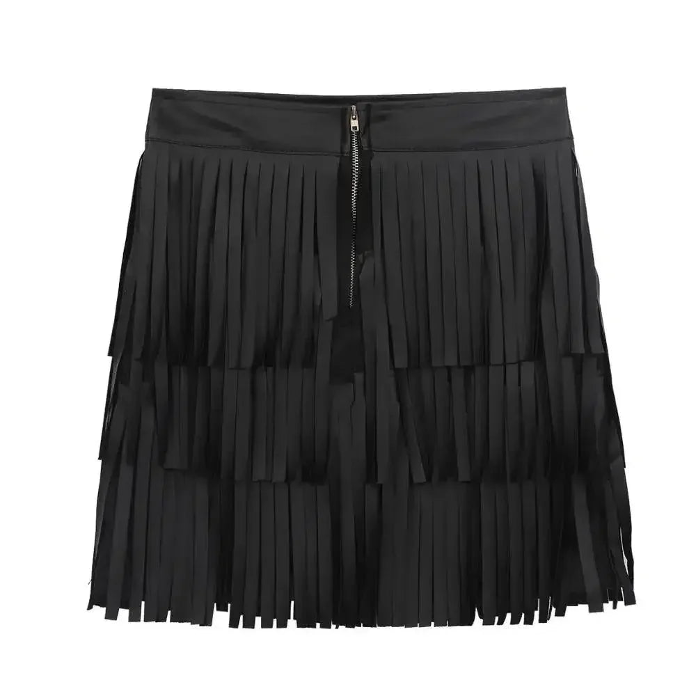 Pencil Skirt Women Leather Fringe Tassel - Mini Women Skirt