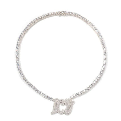 Personalized Name Pendant Necklace - Rhinestone -Guocali