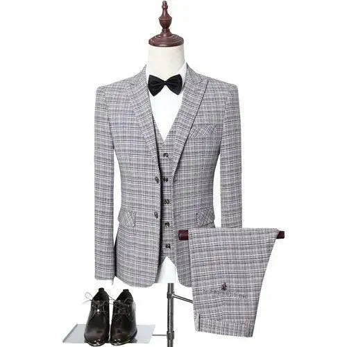 Plaid 3-Piece Suit for Men -Guocali