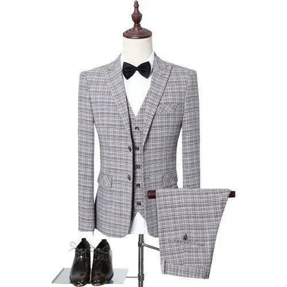 Plaid 3-Piece Suit for Men -Guocali