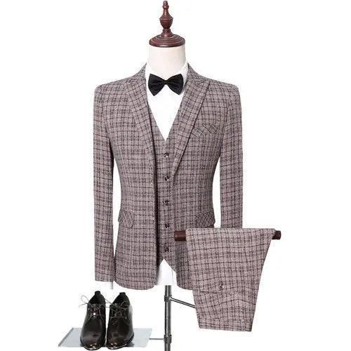 Plaid 3-Piece Suit for Men - Plaid Suit - Guocali