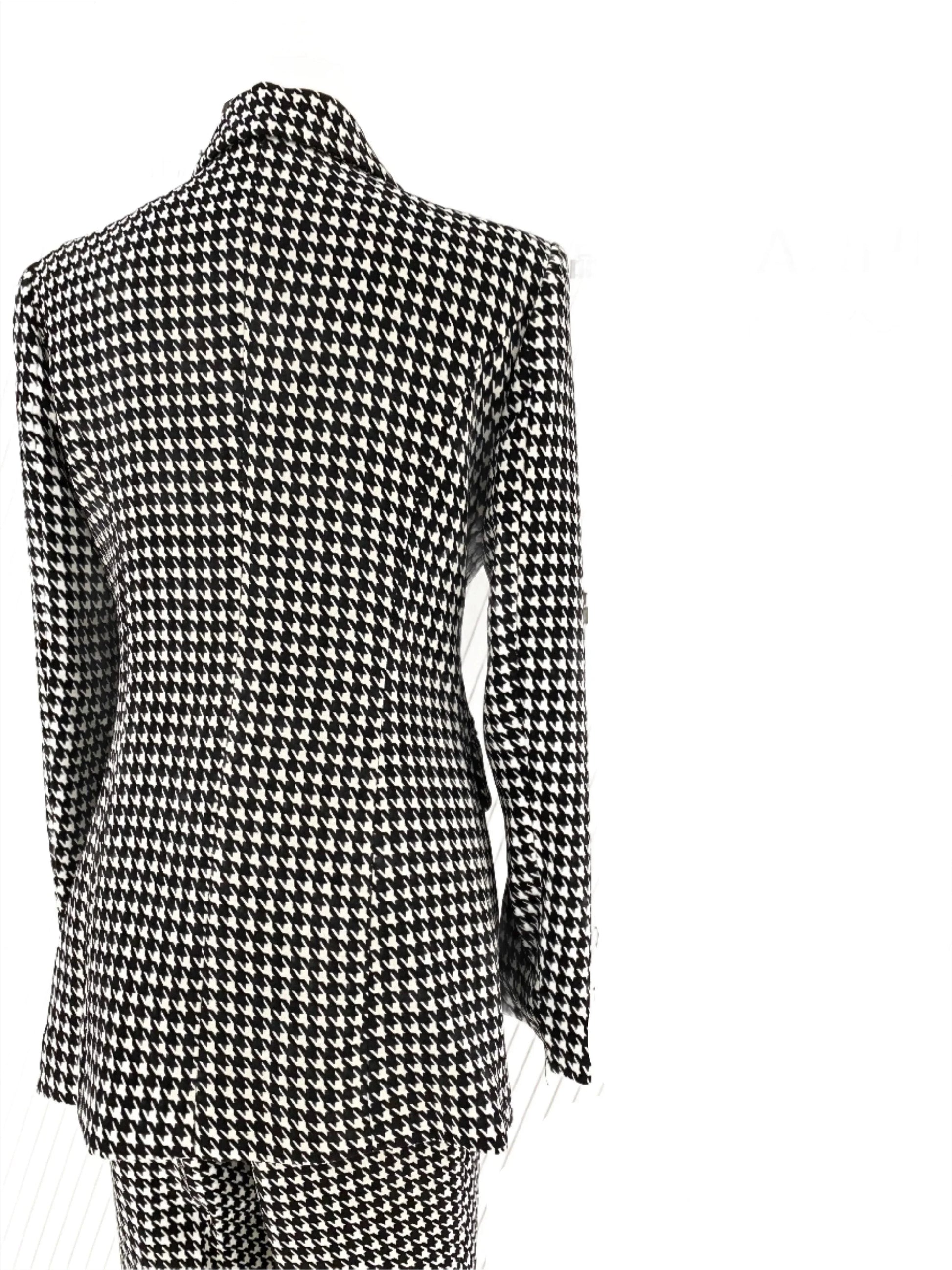 Plaid Double Breasted Women Pant Suit -Guocali