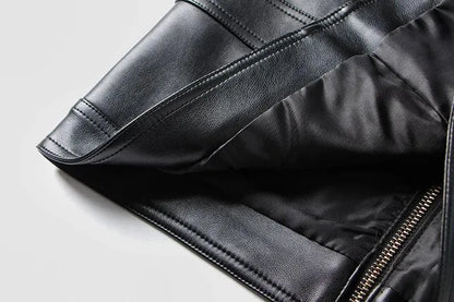 Plaid Mini Skirt - Women Leather Skirt -Guocali