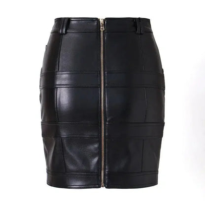 Plaid Mini Skirt - Women Leather Skirt -Guocali