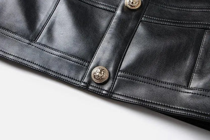 Plaid Mini Skirt - Women Leather Skirt -Guocali