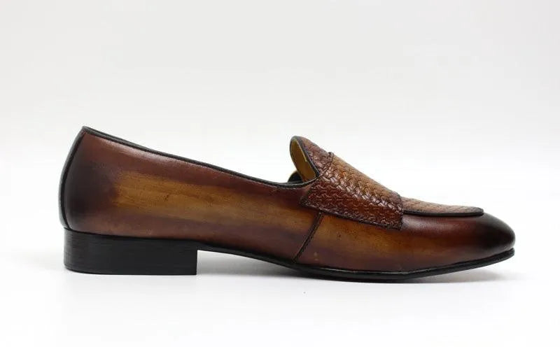 Men's Loafers - Monk Strap Shoes - Leather