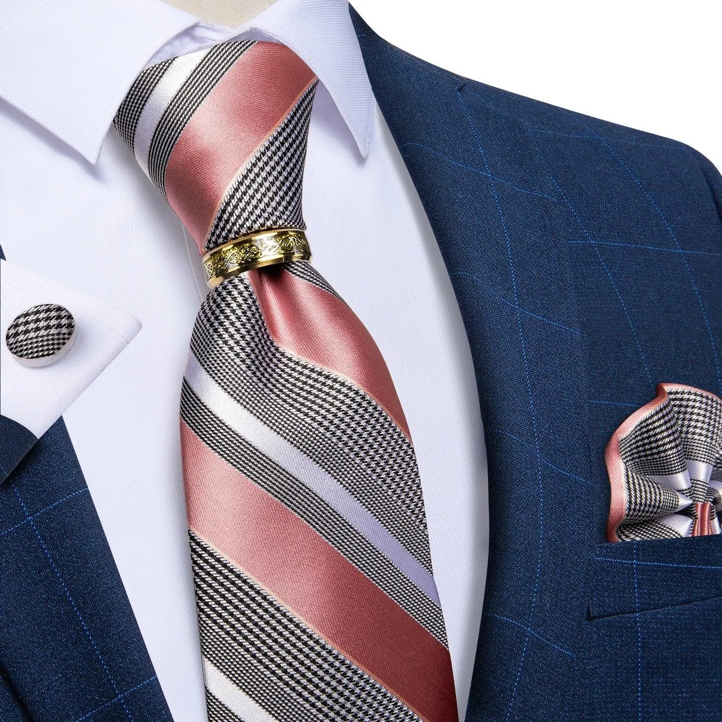 Plaid Silk Necktie Set -Guocali