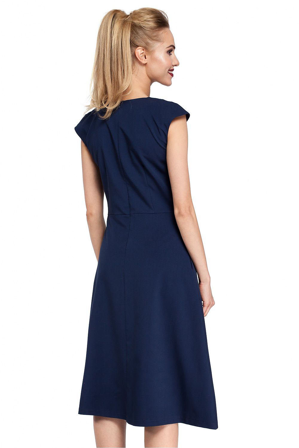 Pleated Midi Work Dress Elegant Office Style-Day Dress-GUOCALI