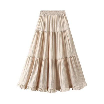 Pleated Patchwork A-Line Long Skirt - Pleated Skirt - Guocali