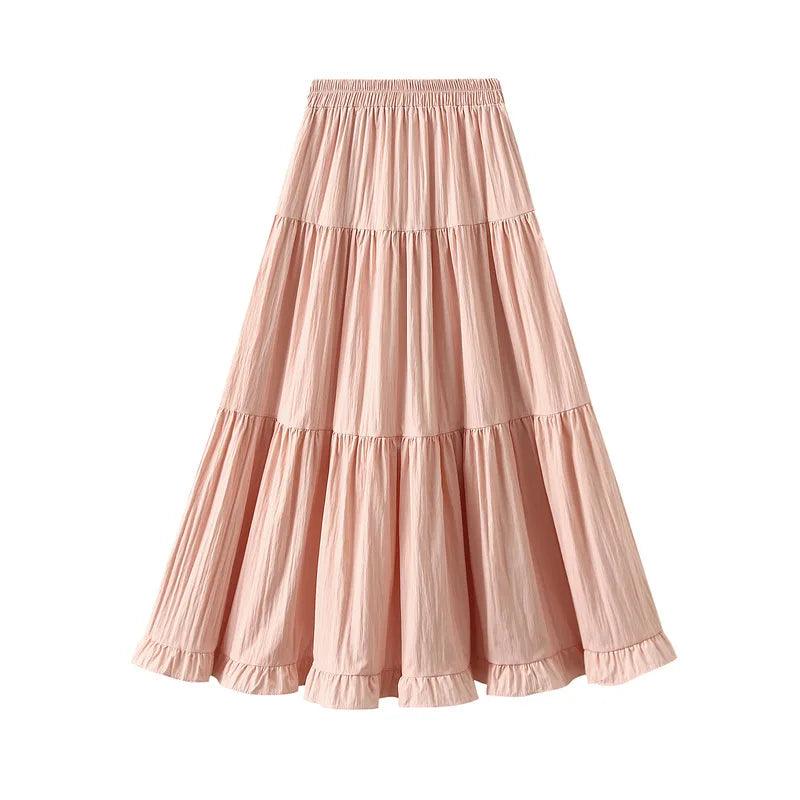 Pleated Patchwork A-Line Long Skirt - Pleated Skirt - Guocali