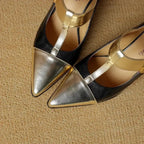 Pointed Toe T-Strap Women Pumps