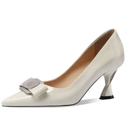 Pointed Toe Women Leather Stiletto Pumps -Guocali