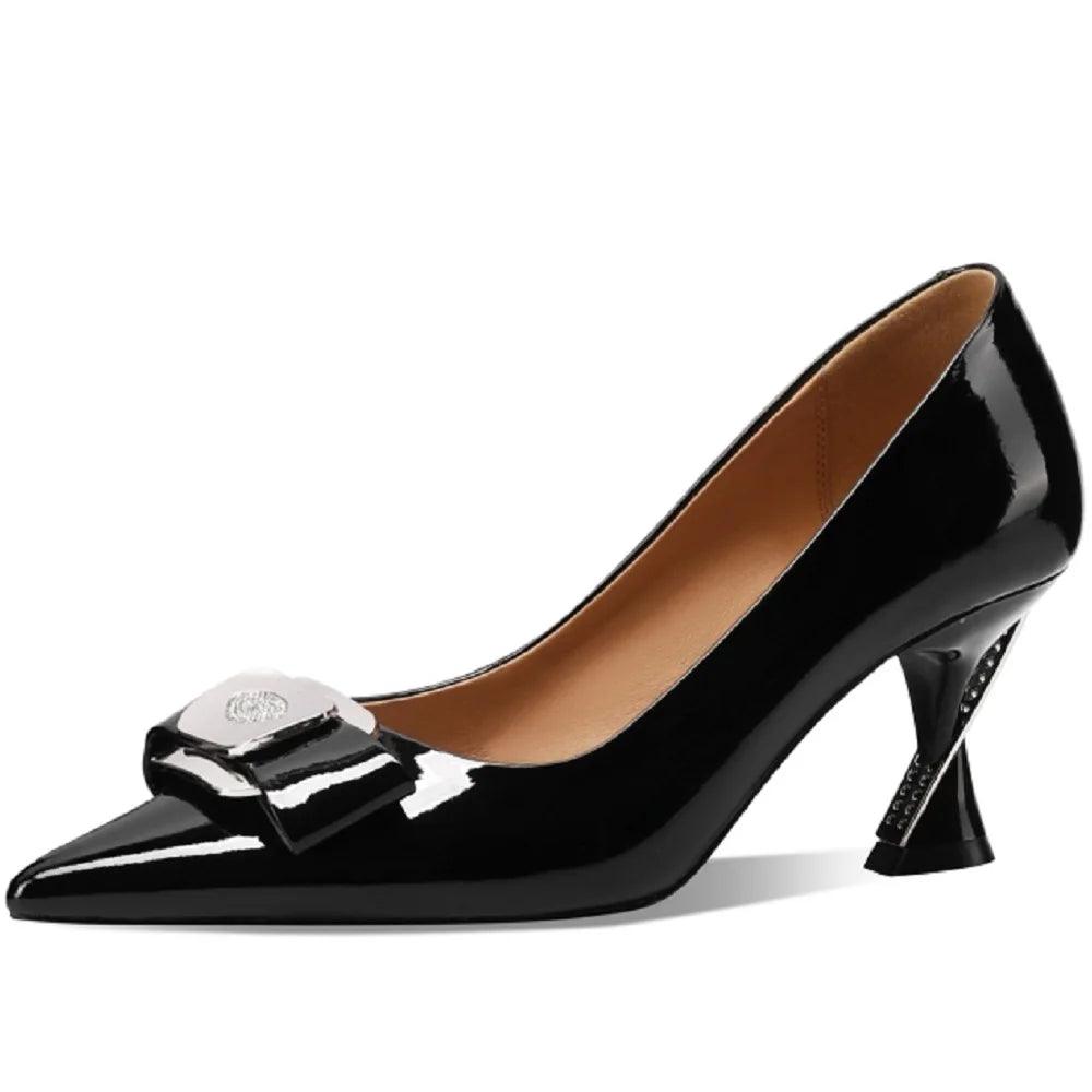 Pointed Toe Women Leather Stiletto Pumps - Pumps Shoes - Guocali