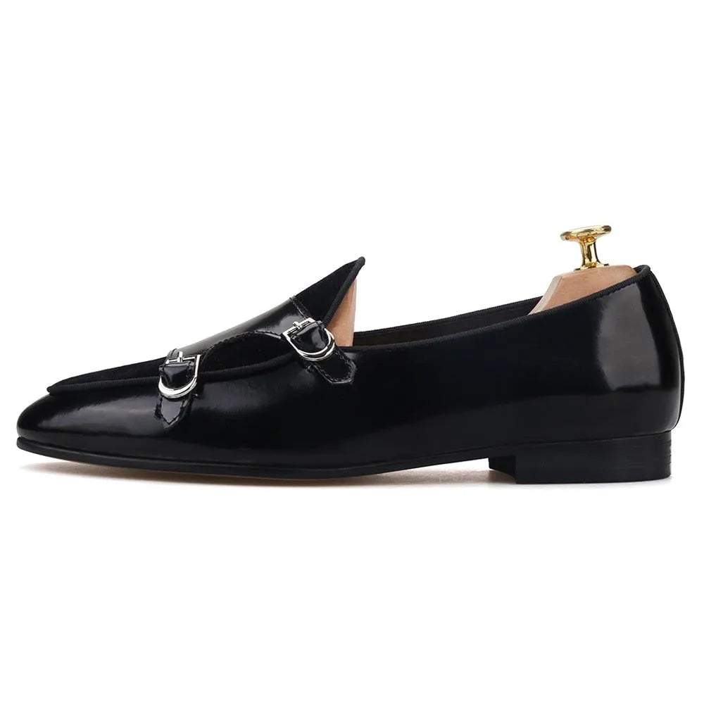 Polished Double Monk Strap Loafers - Loafer Shoes - Guocali