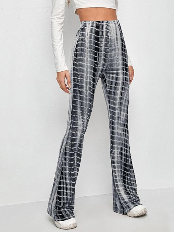 Printed Slim Casual Flared Trousers - Flared Trousers - Guocali