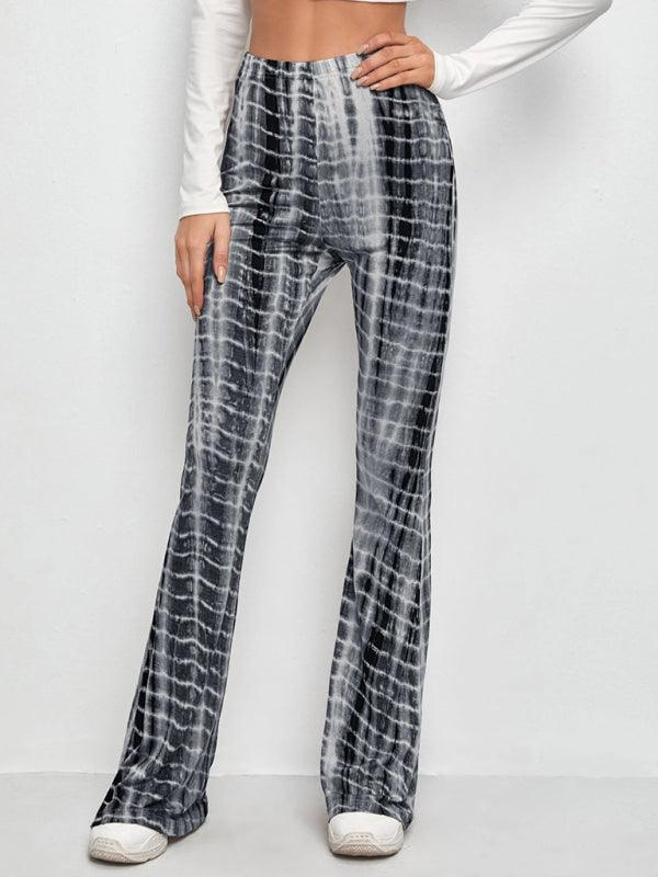 Printed Slim Casual Flared Trousers - Flared Trousers - Guocali