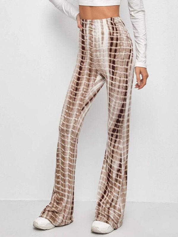 Printed Slim Casual Flared Trousers - Flared Trousers - Guocali