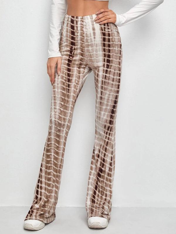 Printed Slim Casual Flared Trousers - Flared Trousers - Guocali