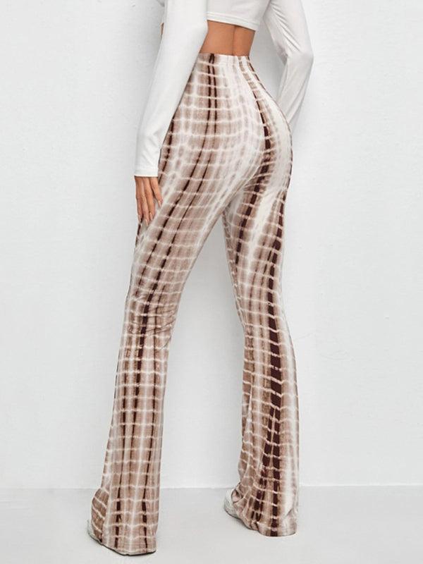 Printed Slim Casual Flared Trousers - Flared Trousers - Guocali