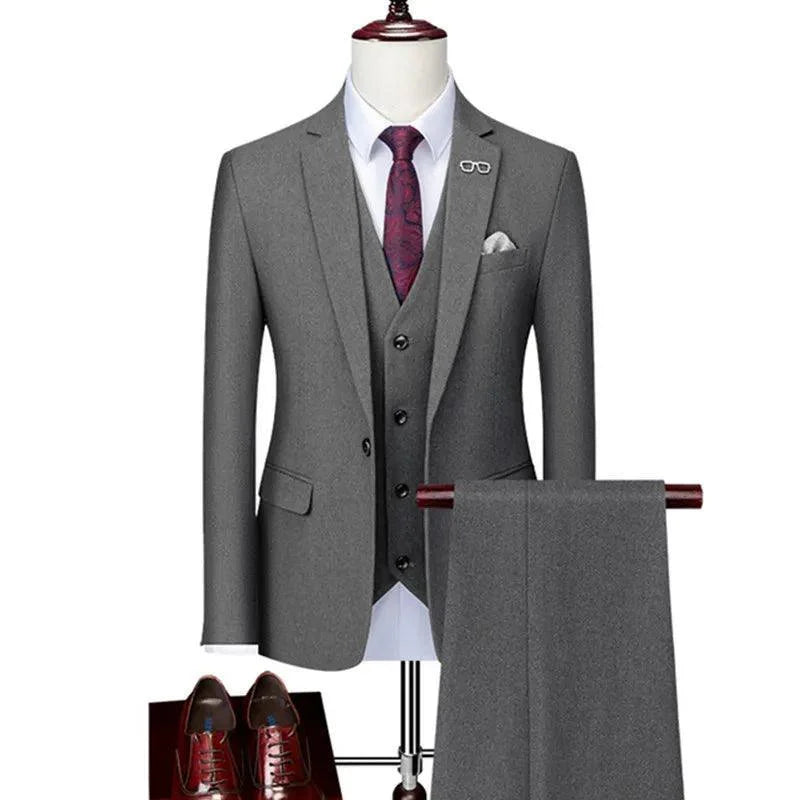 Professional Men’s Suit - Solid Single-Breasted