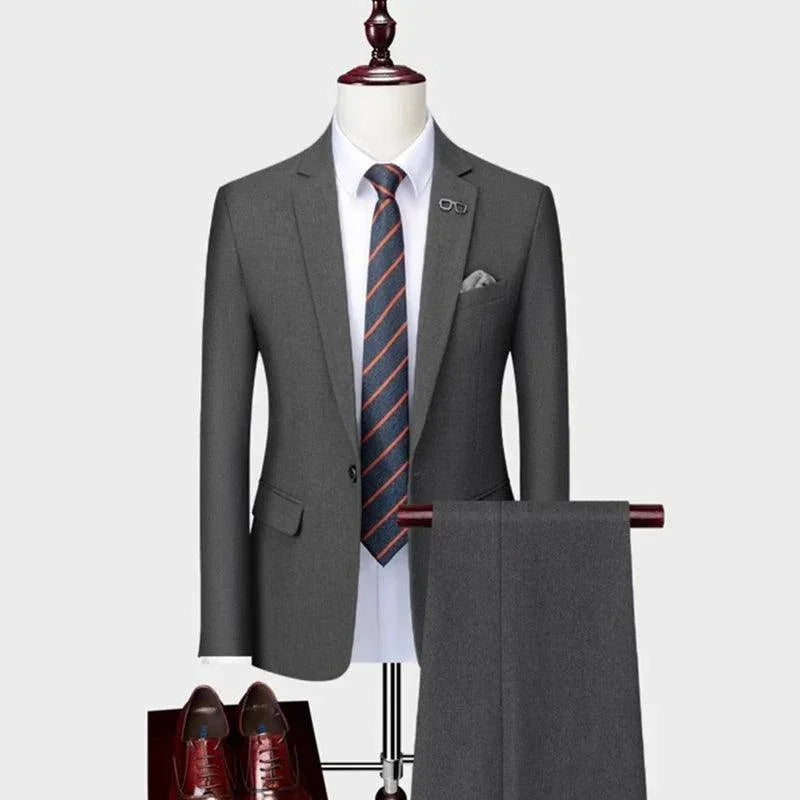 Professional Men’s Suit - Solid Single-Breasted