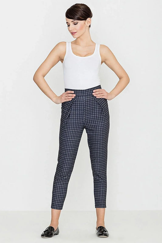 Professional Women Trousers – High Rise Checkered Style -Guocali