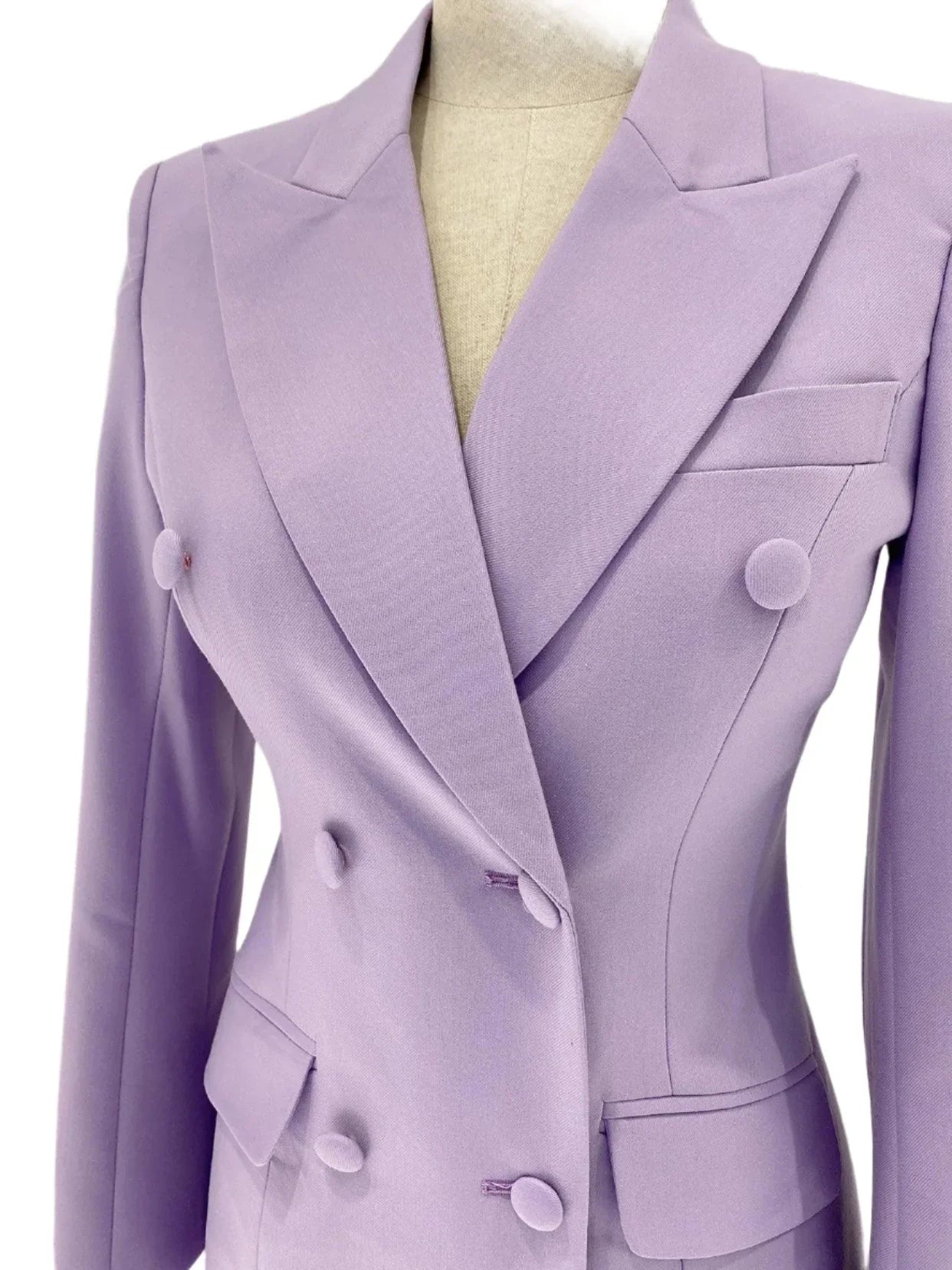 Purple Double-Breasted Suit - Women Flared Pantsuit -Guocali