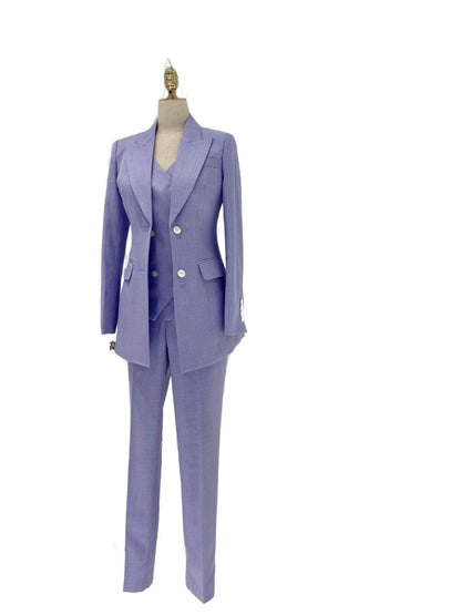 Purple Three-Piece Suit - Women Double-Breasted Pantsuit - Pantsuit - Guocali