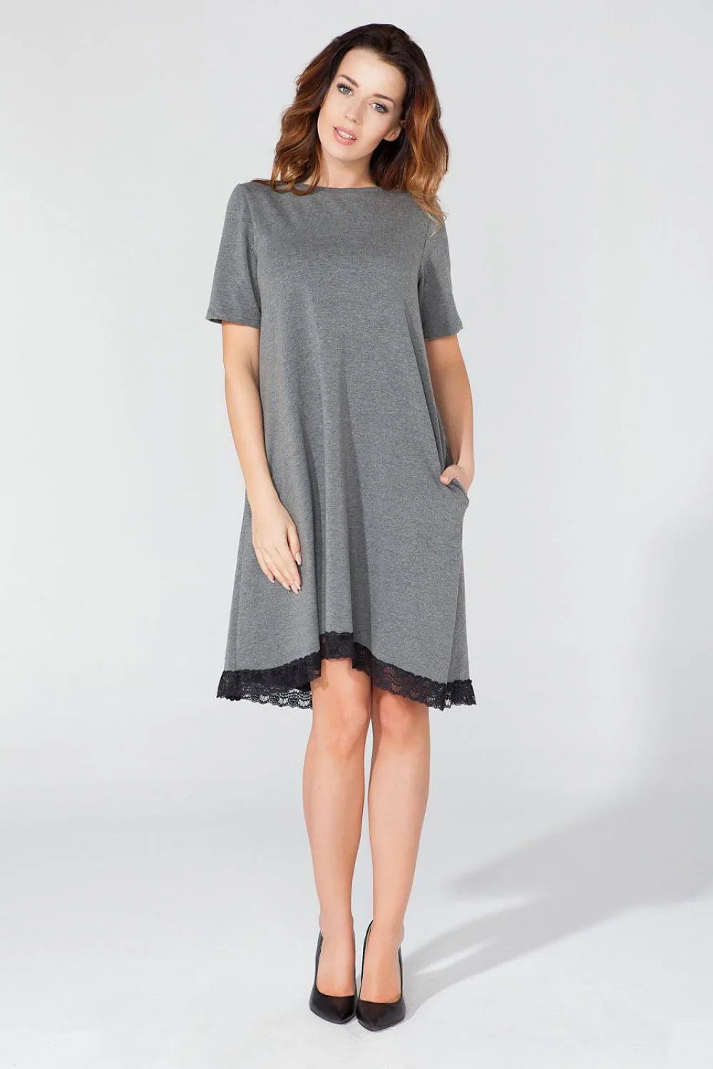 Red Lace Casual Dress Lightweight Summer Style-Day Dress-GUOCALI