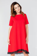 Red Lace Casual Dress Lightweight Summer Style-Day Dress-GUOCALI
