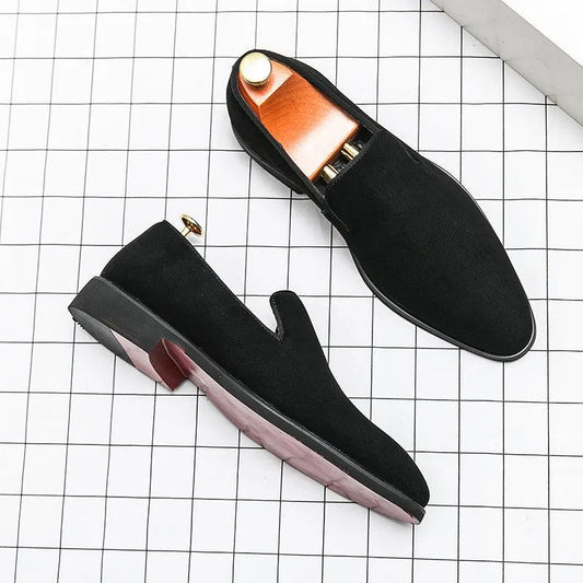 Red Sole Suede Formal Men Loafers - Men Shoes -Guocali