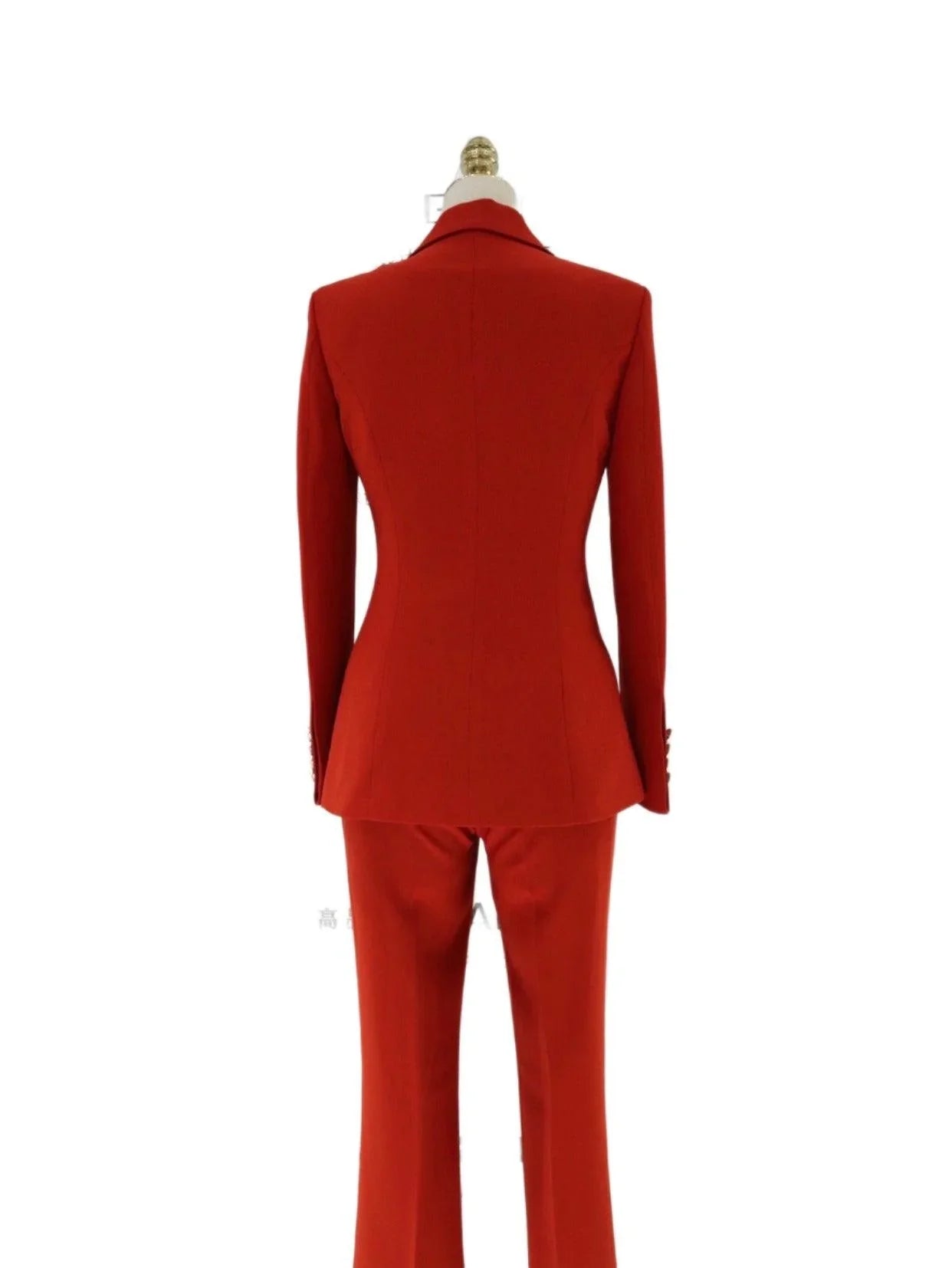 Red Three-piece Trouser Suit - Slim Fit Women Suit -Guocali