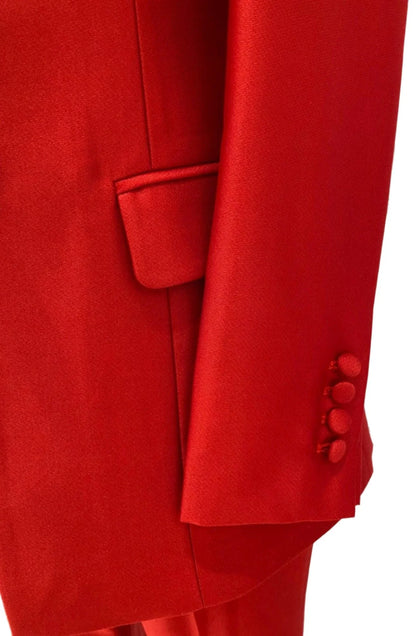 Red Three-piece Trouser Suit - Slim Fit Women Suit -Guocali