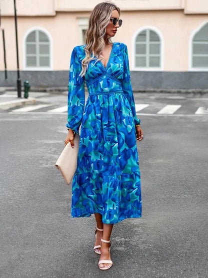Resort V-Neck Long-Sleeved Summer Dress -Guocali