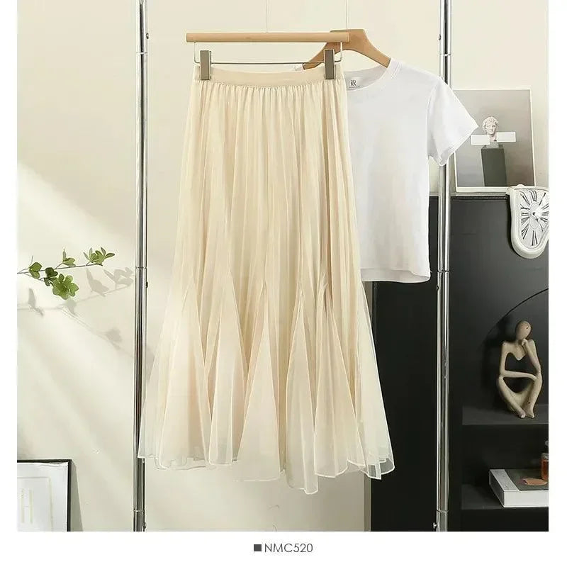 Reversible High-Waist Pleated Skirt -Guocali