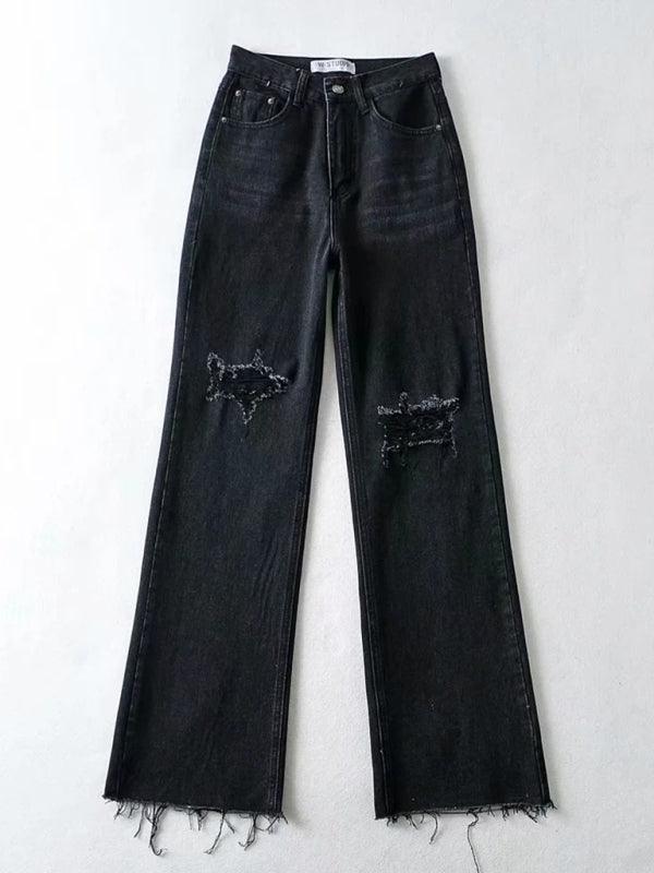 Ripped Raw Edge Floor Mopping Pants - Mopping Pants Jeans - Guocali