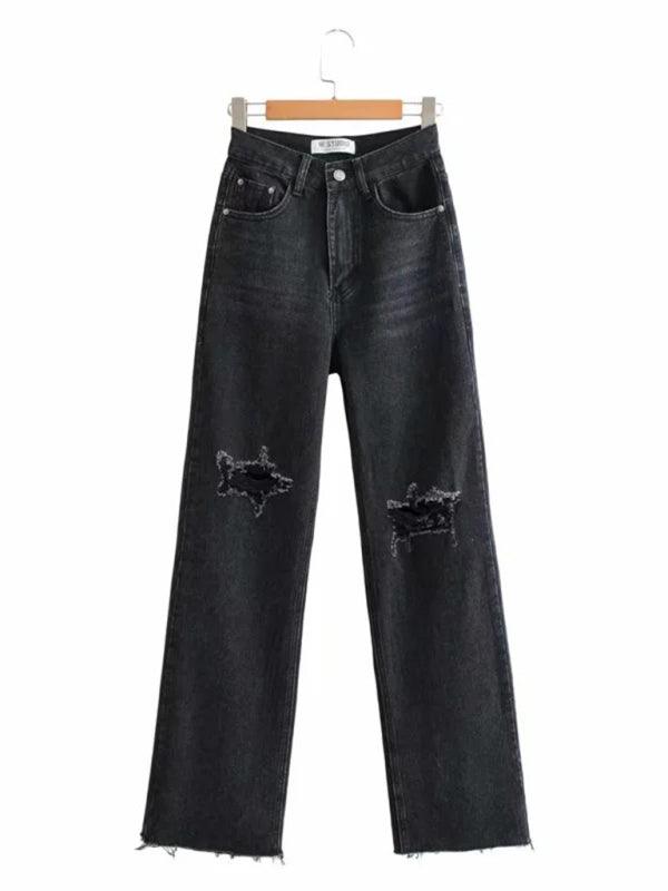 Ripped Raw Edge Floor Mopping Pants - Mopping Pants Jeans - Guocali