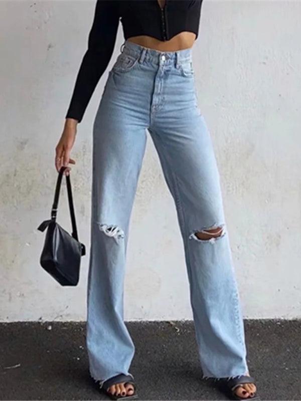 Ripped Raw Edge Floor Mopping Pants - Mopping Pants Jeans - Guocali