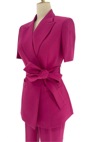 Rose Belted Women Pant Suit - Pantsuit - Guocali