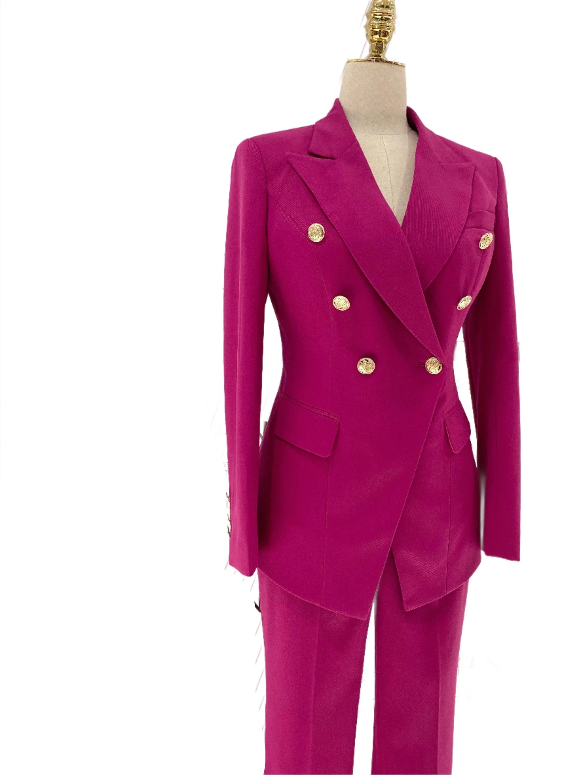 Rose Red Formal Pant Suit - Two-Piece Women Pantsuit -Guocali