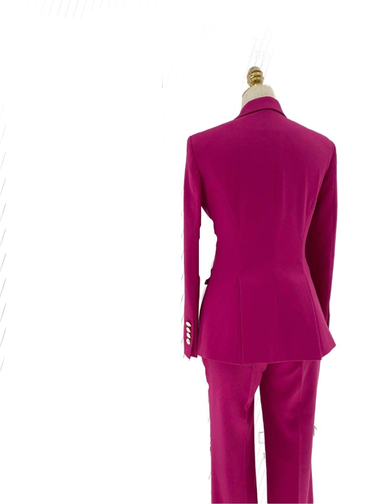 Rose Red Formal Pant Suit - Two-Piece Women Pantsuit - Pantsuit - Guocali