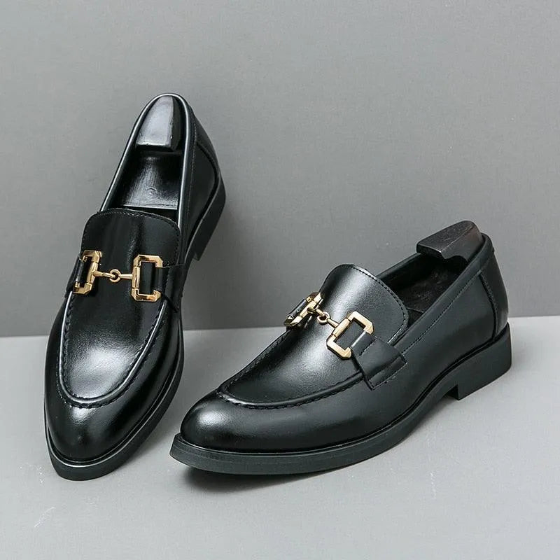 Men Horse Bit Dress Loafers - Slip-On Formal Dress Shoes