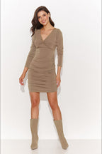 Ruched Bodycon Mini Dress Elegant Style-Day Dress-GUOCALI