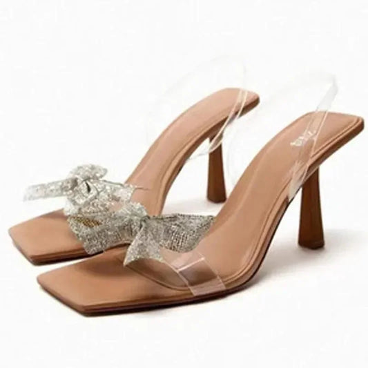 Sandals Bow Tie Heeled Summer Sandals -Guocali